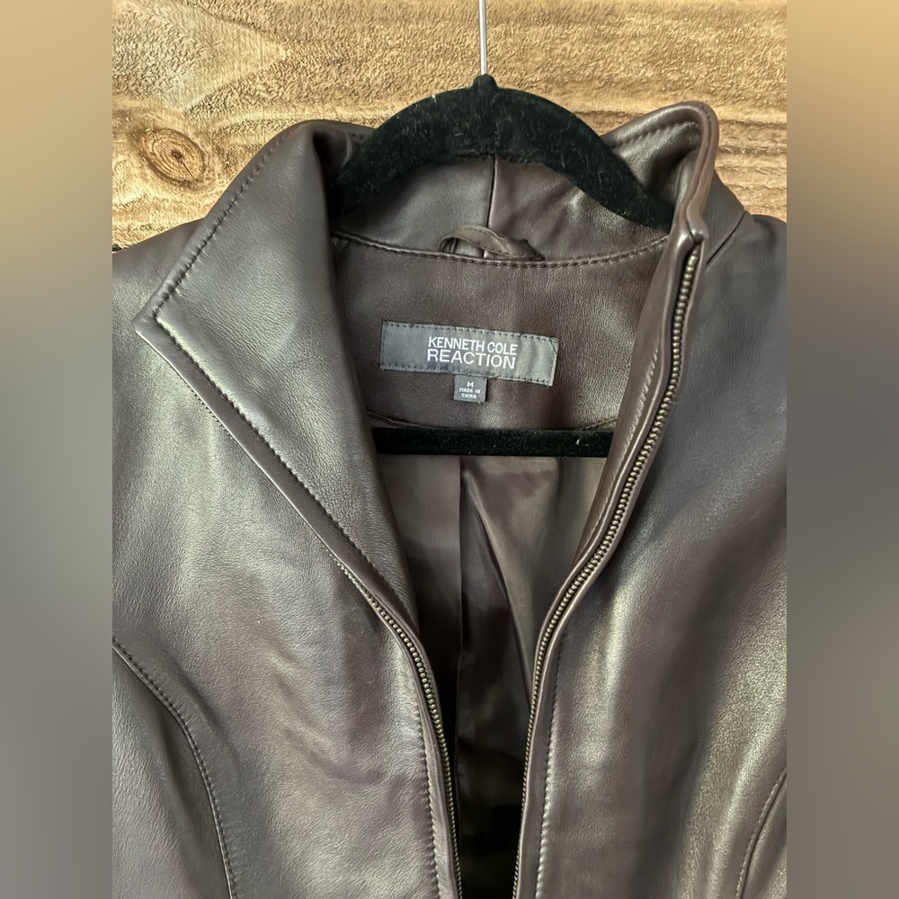 Kenneth Cole Reaction Brown Leather Jacket - Picture 2 of 5
